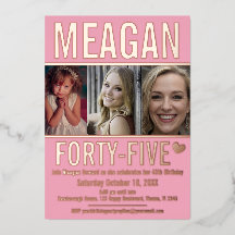 45 años tres fotos oro rosa suave y rosa