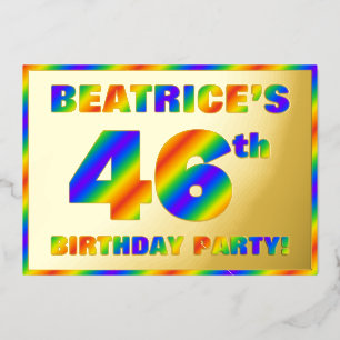 Invitación Con Relieve Metalizado 46ª fiesta de cumpleaños — Diversión, espectro arc