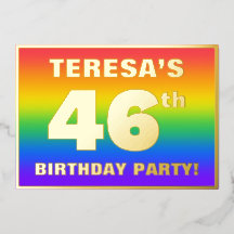 46ª fiesta de cumpleaños: Patrón arcoiris divertid