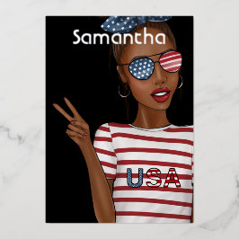 Invitación Con Relieve Metalizado 4 de julio Día de la Independencia de Estados Unid