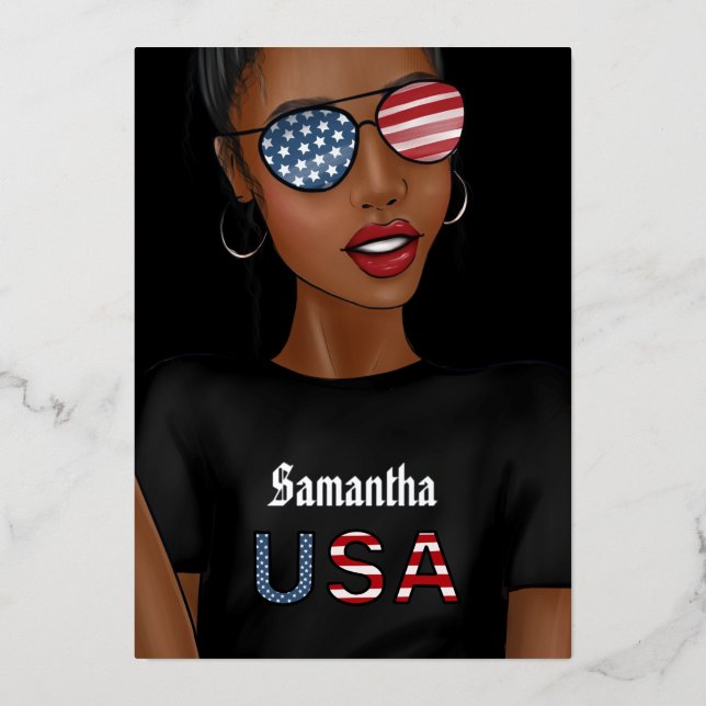 Invitación Con Relieve Metalizado 4 de julio Día de la Independencia de Estados Unid (Anverso)