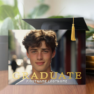 Invitación Con Relieve Metalizado 4 Fotos de Graduación con Fiesta de Graduados