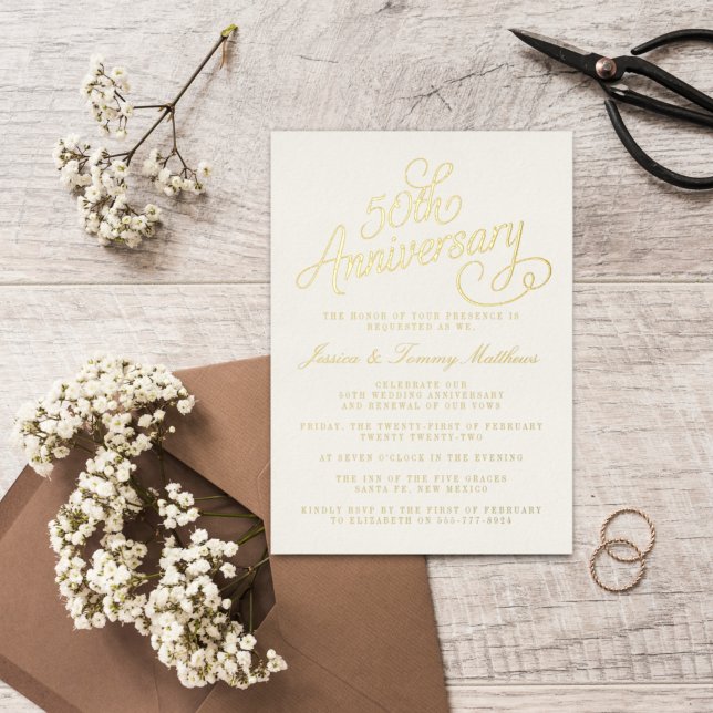 Invitación Con Relieve Metalizado 50º Aniversario de Bodas de Oro Real (Subido por el creador)