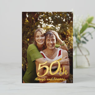 Invitación Con Relieve Metalizado 50º Aniversario Moderno