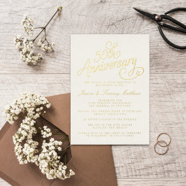 Invitación Con Relieve Metalizado 50.º Aniversario Boda Real