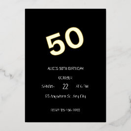 Invitación Con Relieve Metalizado 50.º cumpleaños