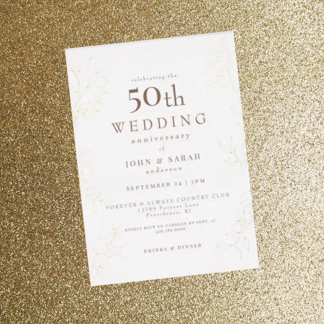 Invitación Con Relieve Metalizado 50.º oro del aniversario Boda (Subido por el creador)
