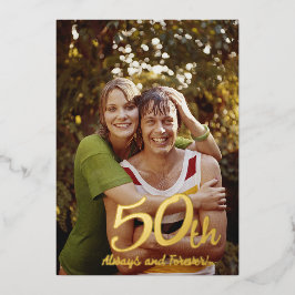 Invitación Con Relieve Metalizado 50° Aniversario Moderno