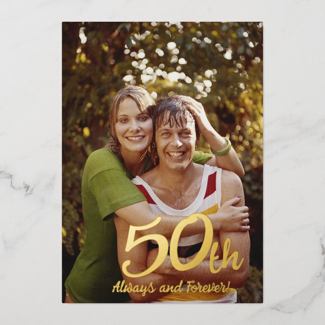 Invitación Con Relieve Metalizado 50° Aniversario Moderno (Anverso)