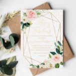 Invitación Con Relieve Metalizado 50 y fabuloso cumpleaños de Rubor Gold Floral<br><div class="desc">Más invitaciones de cumpleaños número 50 en la Pequeña Tienda Bayleigh!</div>