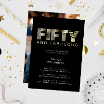 50 y fabuloso cumpleaños moderno de tema negro