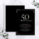 Invitación Con Relieve Metalizado 50 y fabuloso Rosa negro caligrafía de oro cumplea<br><div class="desc">¡Es tu cumpleaños especial, y es hora de celebrarlo! ¿Quieres lanzar el mejor bash de la ciudad? Asegúrese de que comienza con el más alto estilo con esta invitación de cumpleaños de caligrafía de Rosa negro y real de 50 y fabulosa. Seguramente marcará el tono para una celebración glamorosa. Esta...</div>