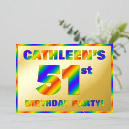 Invitación Con Relieve Metalizado 51ª fiesta de cumpleaños — Diversión, espectro arc