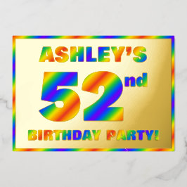 Invitación Con Relieve Metalizado 52ª fiesta de cumpleaños — Diversión, espectro arc