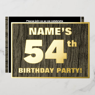 Invitación Con Relieve Metalizado 54ª Fiesta de Cumpleaños: Negrita, Patrón de Grano