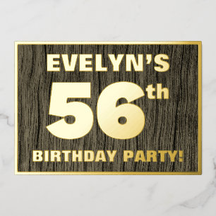 Invitación Con Relieve Metalizado 56ª Fiesta de Cumpleaños: Negrita, Patrón de Grano