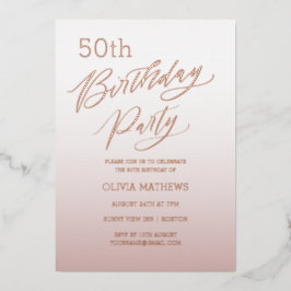 Invitación Con Relieve Metalizado 5.ª caligrafía de oro Rosa de cumpleaños