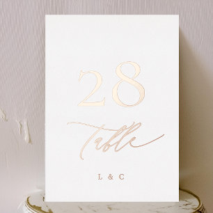 Invitación Con Relieve Metalizado 5 x 7 Rosa Oro Negro Boda formal Número de tabla