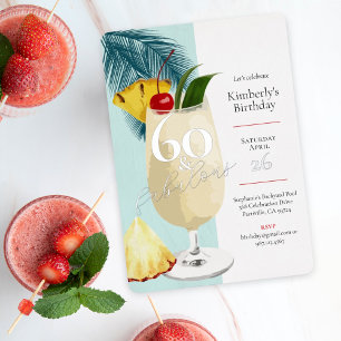 Invitación Con Relieve Metalizado 60.º Fiesta de cócteles Verdes de Cumpleaños