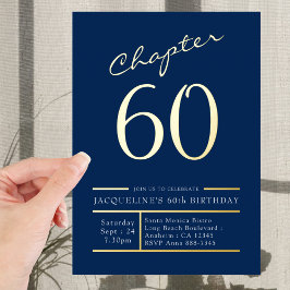 Invitación Con Relieve Metalizado 60 Blue 60th Birthday Party Gold
