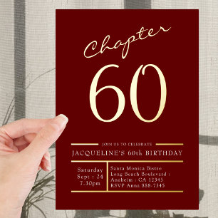 Invitación Con Relieve Metalizado 60 Red 60th Birthday Party Gold