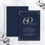 Invitación Con Relieve Metalizado 60 y fabulosa caligrafía azul y oro Cumpleaños<br><div class="desc">¡Es tu cumpleaños especial, y es hora de celebrarlo! ¿Quieres lanzar el mejor bash de la ciudad? Asegúrese de que comienza con el más alto estilo con esta invitación al Relieve metalizado de cumpleaños de 60 y Fabulosa caligrafía azul y oro. Seguramente marcará el tono para una celebración glamorosa. Esta...</div>