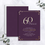 Invitación Con Relieve Metalizado 60 y fabulosa caligrafía púrpura y dorada Cumpleañ<br><div class="desc">¡Es tu cumpleaños especial, y es hora de celebrarlo! ¿Quieres lanzar el mejor bash de la ciudad? Asegúrese de que comienza con el más alto estilo con esta invitación de Relieve metalizado de cumpleaños de 60 y Fabulosa caligrafía púrpura y dorada. Seguramente marcará el tono para una celebración glamorosa. Esta...</div>