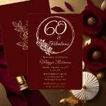 Invitación Con Relieve Metalizado 60 y fabulosa fiesta de cumpleaños número 60 estam<br><div class="desc">Elegante diseño de tipografía "60 and Fabulous" diseño de fiesta de cumpleaños 60 con un contorno rosa de marco circular. La parte posterior presenta un contorno rosa en tono dorado (no en Relieve metalizado dorado). El fondo delantero y trasero es de color rojo oscuro borgoñoso.</div>