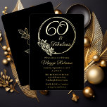 Invitación Con Relieve Metalizado 60 y fabulosa fiesta de cumpleaños número 60 estam<br><div class="desc">Elegante diseño de tipografía "60 and Fabulous" diseño de fiesta de cumpleaños 60 con un contorno rosa de marco circular. La parte posterior presenta un contorno rosa en tono dorado (no en Relieve metalizado dorado).</div>