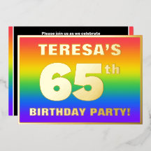 65th Birthday Party: Fun, Colorful Rainbow Pattern