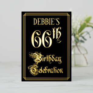 Invitación Con Relieve Metalizado 66ª Fiesta de Cumpleaños — Guión de fantasía y nom