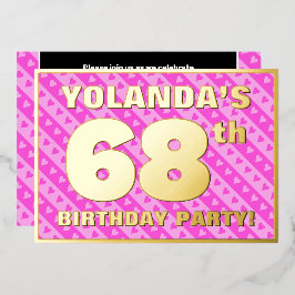 Invitación Con Relieve Metalizado 68ª fiesta de cumpleaños — Corazones y franjas div