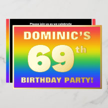 69th Birthday Party: Fun, Colorful Rainbow Pattern