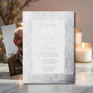 Invitación Con Relieve Metalizado 70º Cumpleaños Personalizado Fiesta Texto Plateado