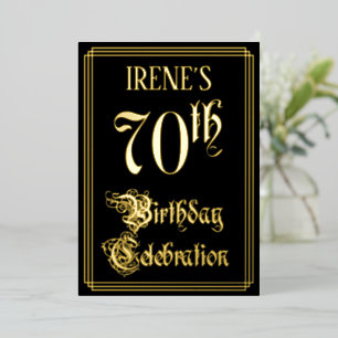 Invitación Con Relieve Metalizado 70.ª Fiesta de Cumpleaños — Guión de fantasía y no