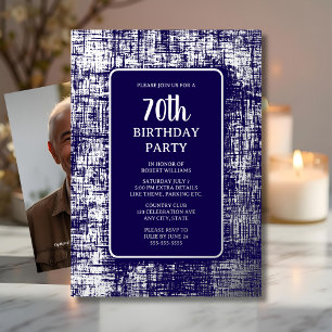 Invitación Con Relieve Metalizado 70.ª Personalizado de la Armada de Siver