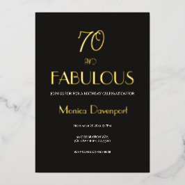 Invitación Con Relieve Metalizado 70 and Fabulous Seventy Birthday 