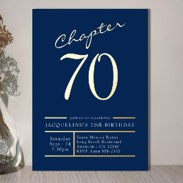 Invitación Con Relieve Metalizado 70 Cumpleaños Azul Fiesta de cumpleaños número 70