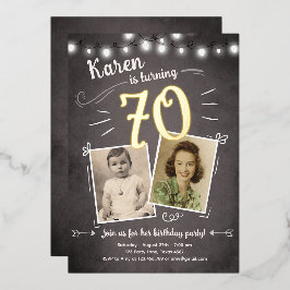 Invitación Con Relieve Metalizado 70 cumpleaños retro vintage setenta sorpresa