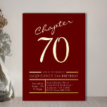 Invitación Con Relieve Metalizado 70 Red 70th Birthday Party Gold<br><div class="desc">Celebra el 70 cumpleaños de tu ser querido con estilo con estas invitaciones de cumpleaños 70 de Relieve metalizado rojo y oro. Con un bonito fondo rojo, este diseño se acentúa con un Relieve metalizado dorado para darle un toque elegante. Perfecto para un hito que cumple 70 años de celebración,...</div>