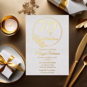 Invitación Con Relieve Metalizado 70 y fabuloso Cumpleaños 70 Fiesta Sellado