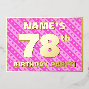 Invitación Con Relieve Metalizado 78ª fiesta de cumpleaños — Corazones y franjas div