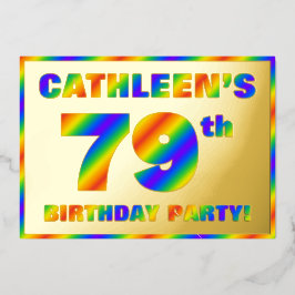 Invitación Con Relieve Metalizado 79º Partido de Cumpleaños — Diversión, Espectro Ar