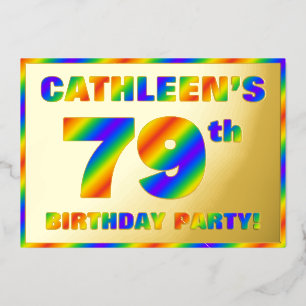 Invitación Con Relieve Metalizado 79º Partido de Cumpleaños — Diversión, Espectro Ar