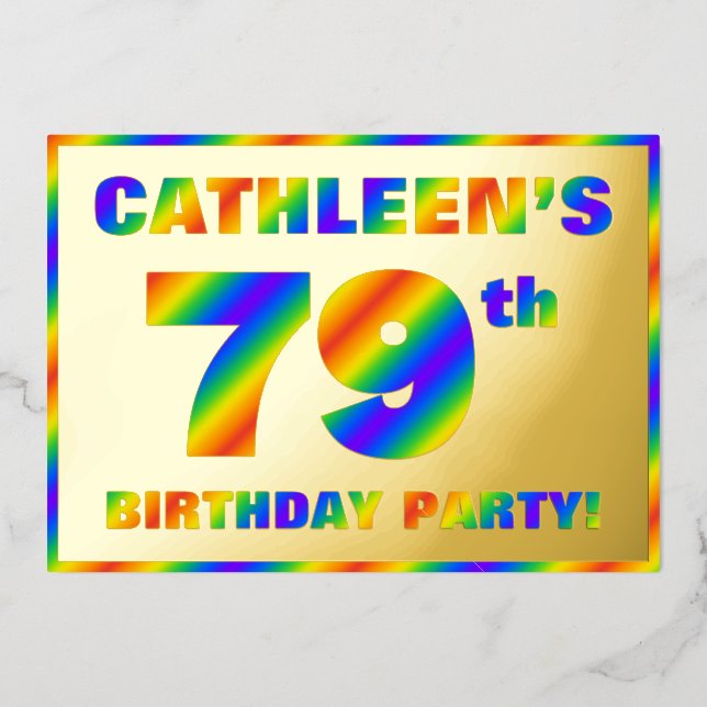 Invitación Con Relieve Metalizado 79º Partido de Cumpleaños — Diversión, Espectro Ar (Anverso)