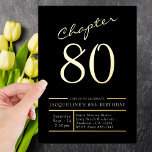 Invitación Con Relieve Metalizado 80 Black 80th Birthday Party Gold<br><div class="desc">Celebra su cumpleaños número 80 con estilo con este negro de lujo con la invitación de la fiesta de cumpleaños número 80 del Relieve metalizado de oro! Perfecto para una gran celebración de 80 hitos, esta elegante invitación presenta un moderno diseño en negro y oro que impresionará a sus huéspedes....</div>