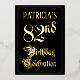 Invitación Con Relieve Metalizado 82ª Fiesta de Cumpleaños — Guión de fantasía y nom