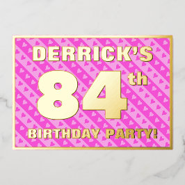 Invitación Con Relieve Metalizado 84ª fiesta de cumpleaños — Corazones y franjas div