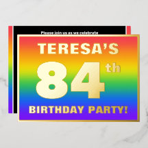 84ª fiesta de cumpleaños: Patrón arcoiris divertid