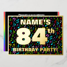 Invitación Con Relieve Metalizado 84ª fiesta de cumpleaños — Símbolos musicales dive